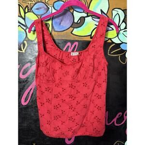 Free People Intimately Full Bloom Cotton Eyelet Cami, Poppy Red, Large